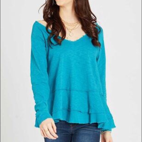 Altar'd State Tops - NWT Altard’s State dark turquoise ruffle t…
